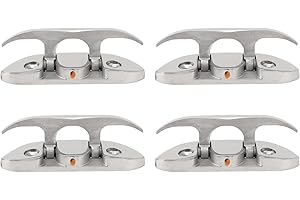 4PCS Boat Folding Cleat, 316 Stainless Steel, 4.7 inch, Flip Dock Mooring Cleat, Marine Deck Rope Cleat Accessories
