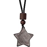 MINACHI Obsidian Star Pendant Necklace with Braided Cord, Goth Celestial Jewelry Gift for Men and Women
