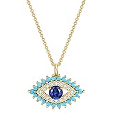 Rnivida Evil Eye Protection Pendant Necklace Blue Eye Jewelry with Turquoise & Cubic Zirconia Beads