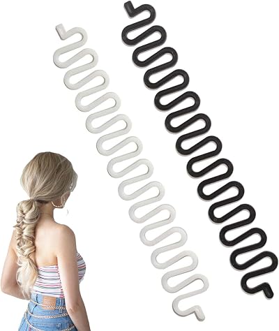 Rowwait 2Pcs French Hair Braiding Tool DIY Hair Styling Clip Fishbone Black