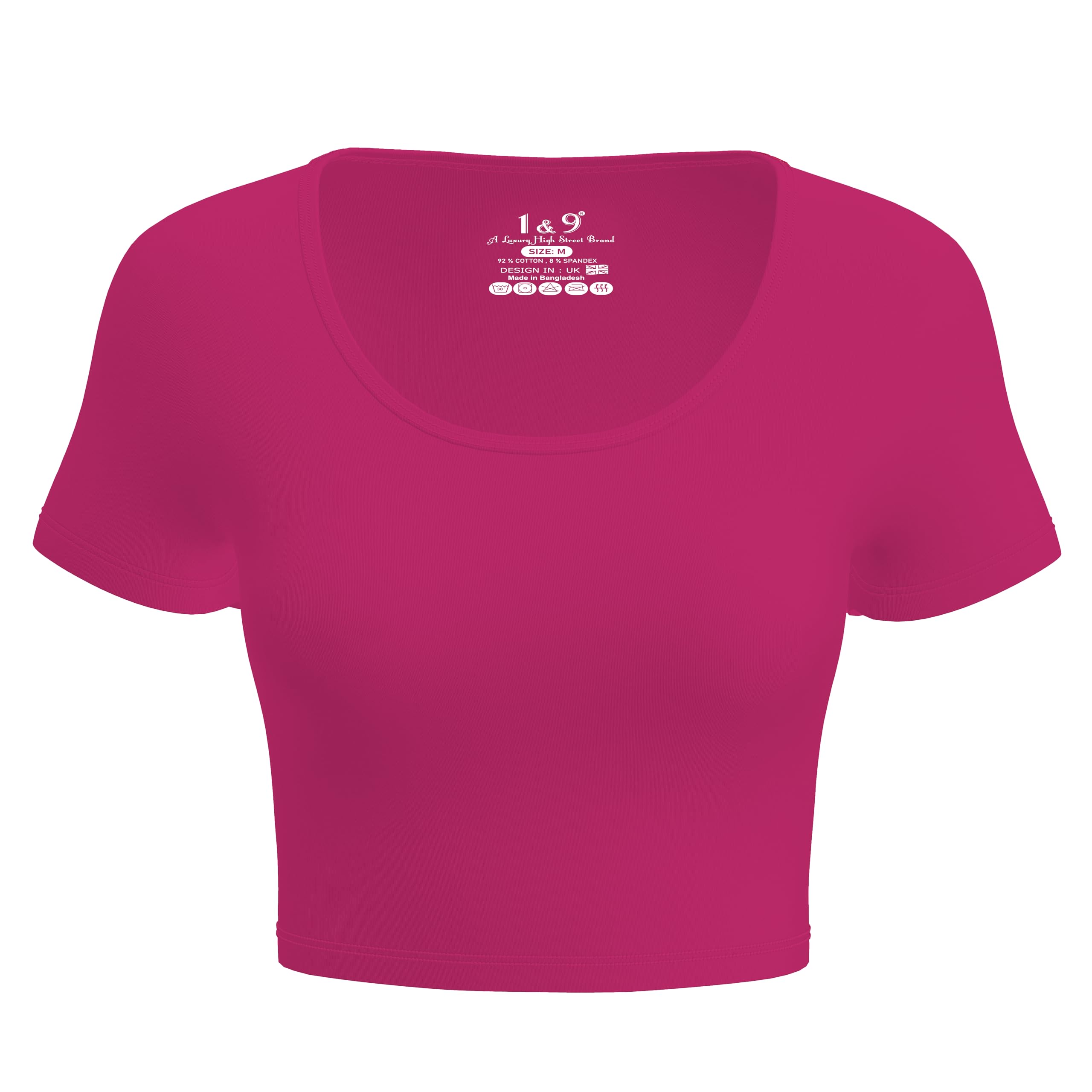 Photo 1 of Basic Crop Tops for Women Short Sleeve T-Shirts Scoop Neck Cropped Shirts Women's Crop Top Cute Summer Tops Slim Fit Tees (US, Alpha, X-Large, Regular, Regular, Hot Pink)