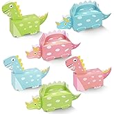 DPKOW 24 Pack Dinosaur Party Favor Boxes, 3D Shaped Loot Boxes - Cute Jurassic Goody Bags for Kids Dinosaur Birthday Party