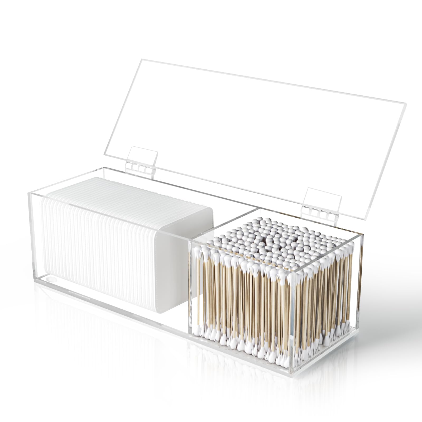 Photo 1 of JHJFRAWY Acrylic Storage Box for Clean Skin Club - Square Cotton Pad Dispenser, Swabs Holder, Rectangular Rounds Dispenser (Pads and Swabs Not Included)