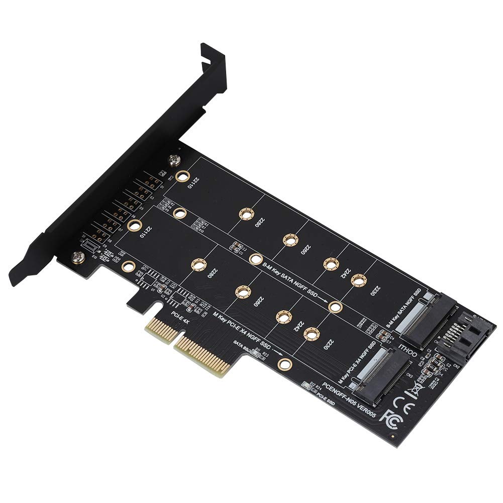 Annadue PCI-E 4X to M.2 Adapter Card, PCI-E Riser Card, PCI Ex_press Network Card, Expansion Dual Interface, with LED Status Indicator, for NVMe SSD NGFF