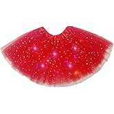 Girl's LED Skirt Light Up Tutus Glow Star Tulle Dance Skirts for Party Rave Festival Halloween Costume, 3-8 Years