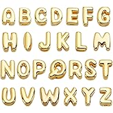 AHANDMAKER 26 Pcs 18K Real Gold Plated Mini Letter Charms 6~7mm Small Brass A-Z Alphabet Beads, Personalized Pendants Dangle Charms Ornament for DIY Craft Necklace Bracelet Keychains Jewelry Making