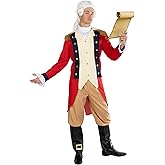 Morph George Washington Costume Adult With Wig, Founding Father Costume, Colonial Costumes Men, Presidents' Day Costumes