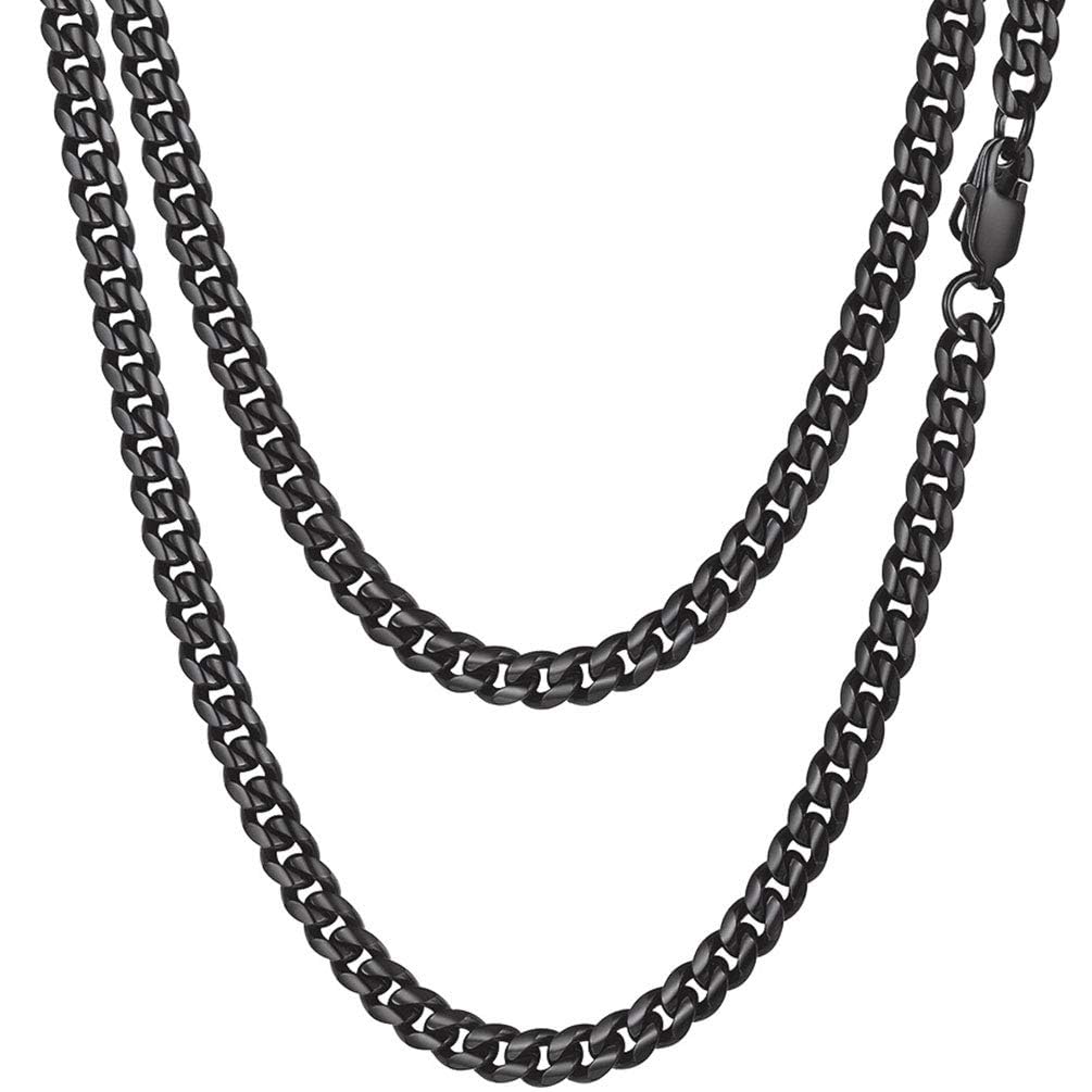 PROSTEEL Collar de cadena para hombre, collar de acero inoxidable para hombre, cadena de eslabones cubanos, collar gótico negro de 20 pulgadas y 6MM