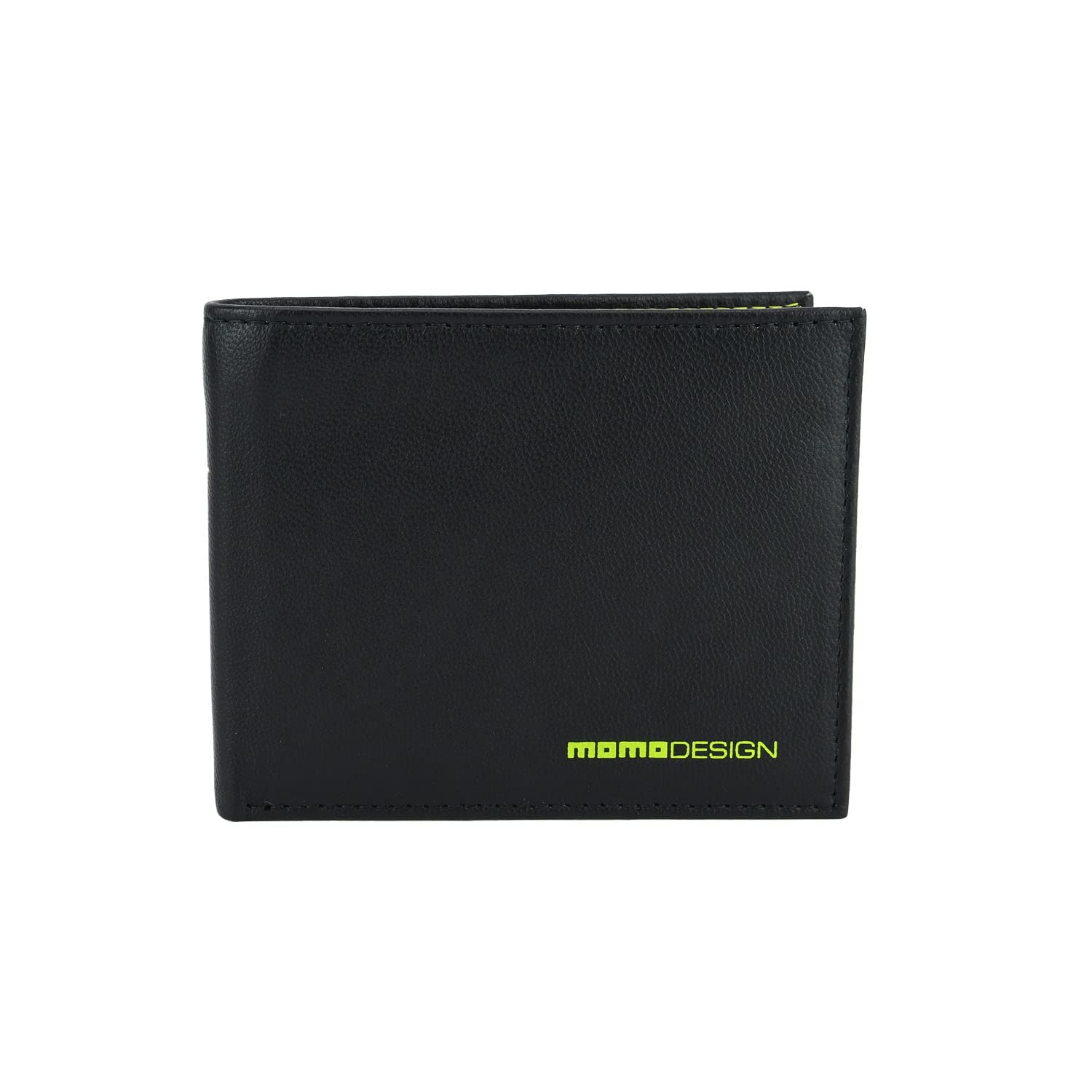 MOMO Design Men's RFID Wallet, Genuine Leather Slim Bifold, Black - No Coin Pocket