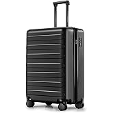 NINETYGO Carry On Luggage 22x14x9 Airline Approved, 20 Inch Luggage with Smooth Spinner Wheels, Lightweight, Hard Shell PC Suitcase Carry-On, Travel Luggage, TSA Approved (Black, Rhine Basic)