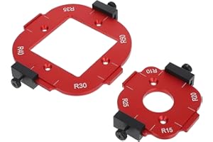 FOYTOKI 2pcs Woodworking Router Templates Corner Rounder Punch Red Arc Radius Guide for DIY Cabinet Edge