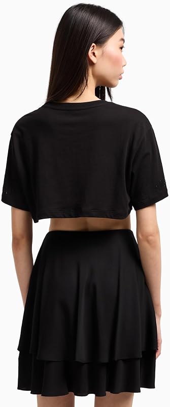 Maglietta da Donna Super Cropped Logo On Sleeve, Nero, XS