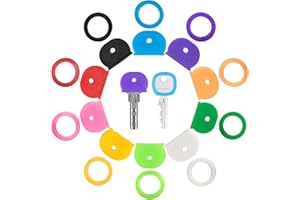 GoorDik 20 Pack Key Color Caps Covers Tags, Soft Rubber Key Identifiers, Plastic Key Toppers for Standard Flat Organization House Key (Not Suitable for Odd-Shaped Keys), 10 Colors, 2 Styles