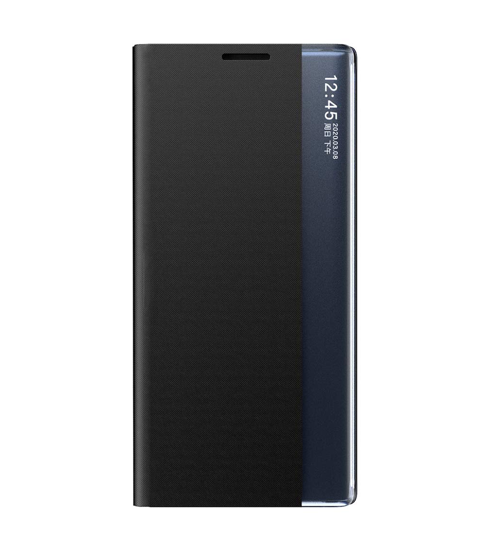 GOGME Case for Samsung Galaxy S20 FE 5G/4G, Stylish Soft Silicone Bookstyle Ultra Slim Full Body Protective Case with Kickstand, Window View, Auto Sleep&Wake Up, Smart Flip Cover, Black