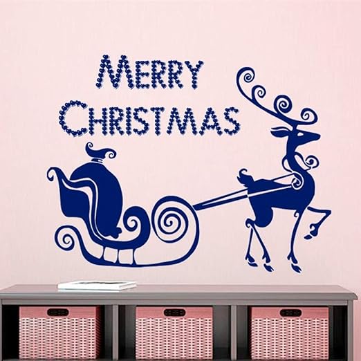 JXWH 57cmx75cmFeliz Navidad Citas Tatuajes de Pared Reno con Carro