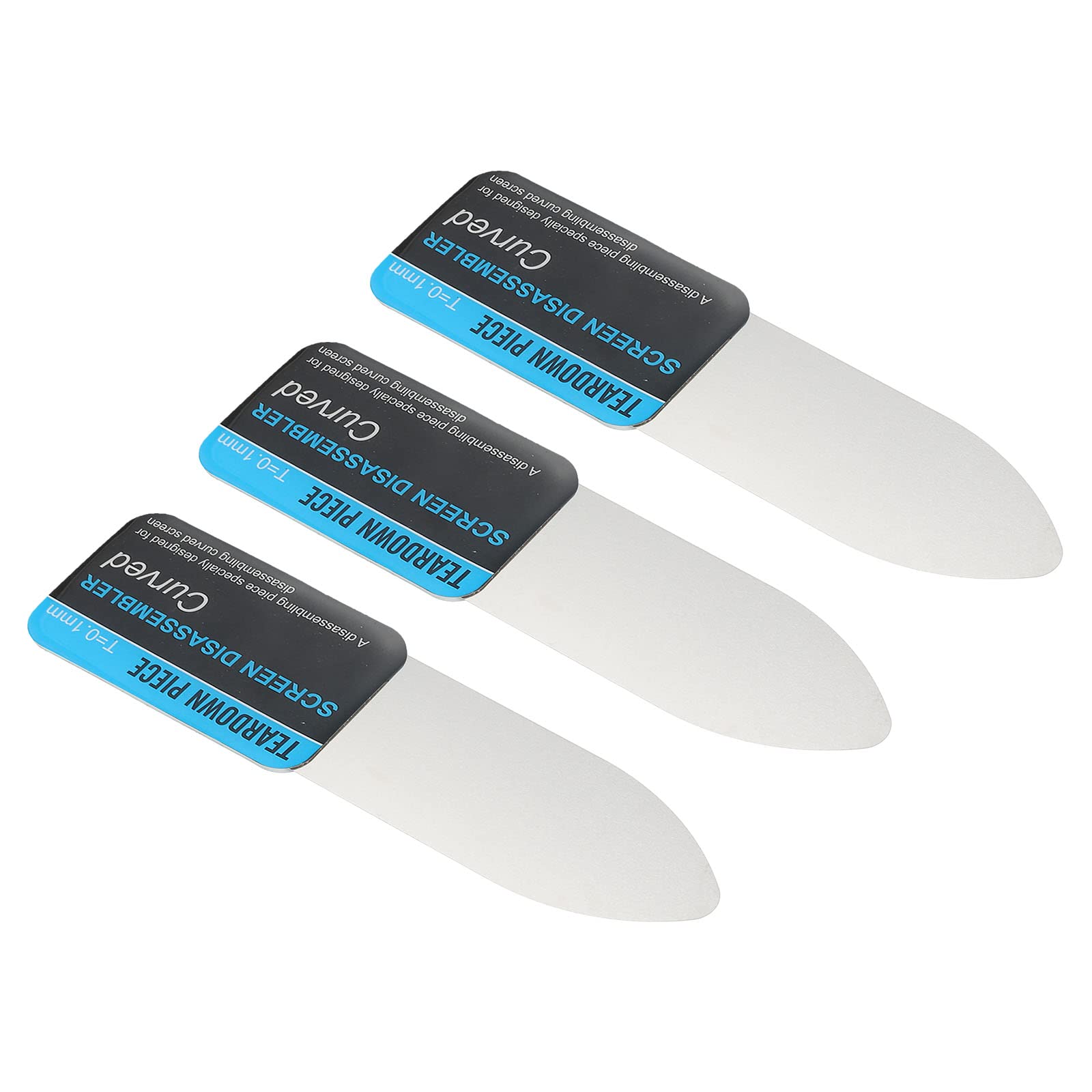 PATIKIL Flat Curved Spudger Pry Blade Professional Stainless Steel Metal 0.1mm Ultra Thin Pry Opening Tool for Mobile Phone Repair 3pcs