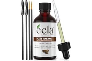 Ecla 60mL Pure Castor Oil Organic Cold Pressed for Face, Hair and Eyelashes - Glass Bottle, Hexane Free