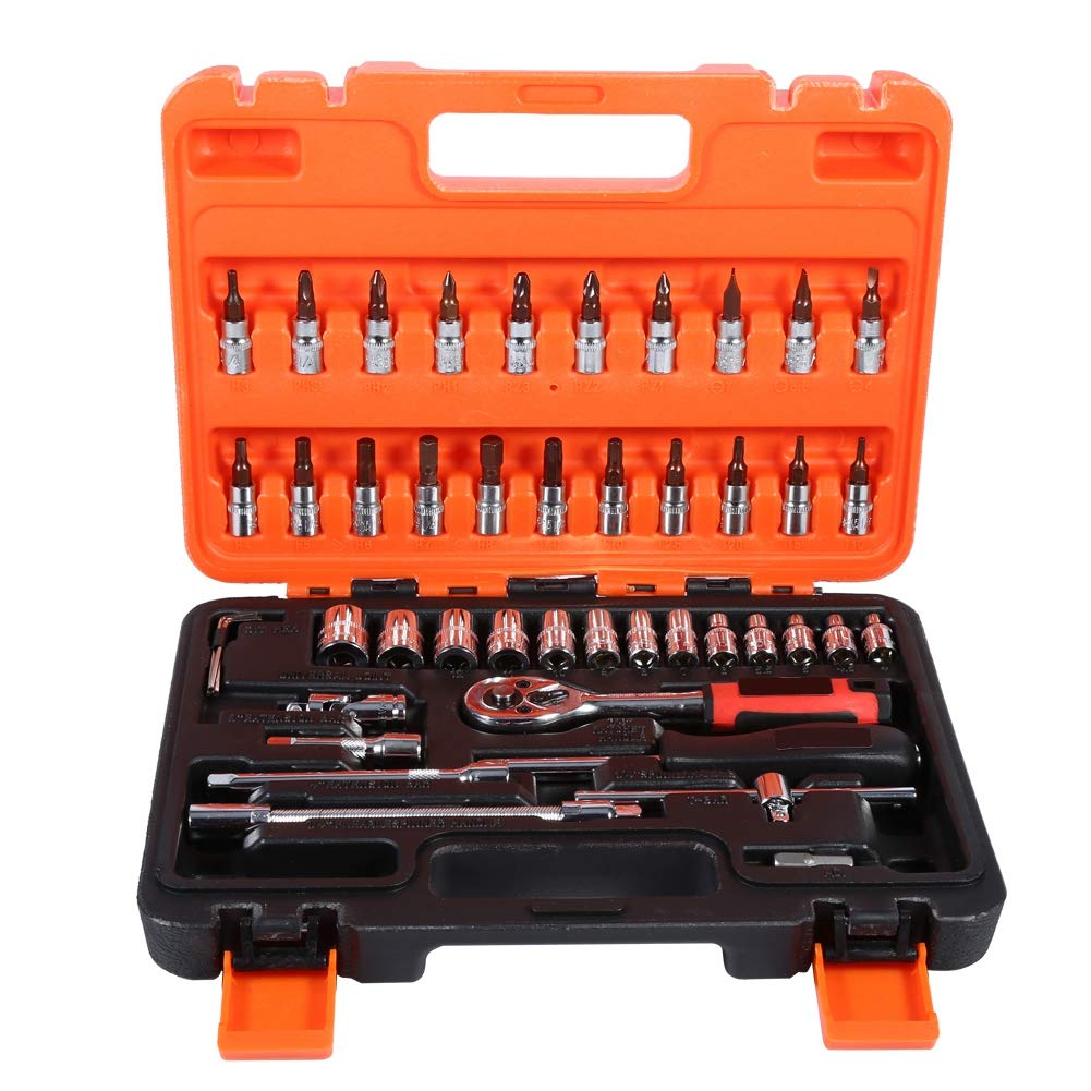 Cerlingwee Ratchet Spanner Set, Vanadium Steel Material with High Hardness, Wrench Ratchet Set, Various Sizes Quick Release Portable with Storage Case, Socket Spanner Set