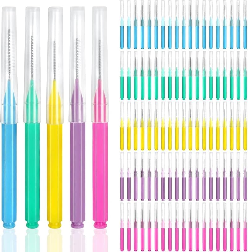 ZGTS 100Pcs Interdental Brush Tooth Picks Dental Floss Head Braces Clean Tool