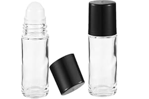 2pcs Black Clear Oil Roller Bottles, 1.06oz Portable Empty Roll On Ball Container Refillable Roller Deodorant Vials Leak-Proo