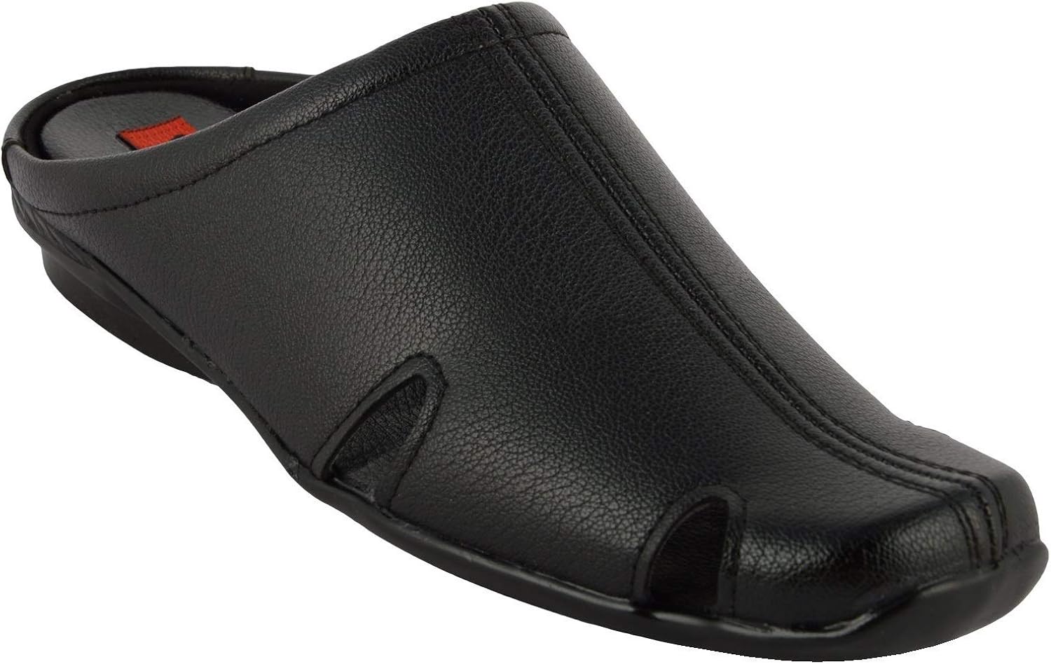 LAVISTA Black & White Synthetic Leather Open Casual Half