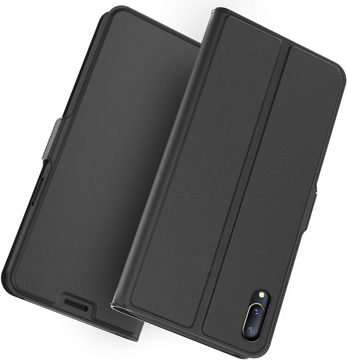 fancartuk Compatible with Vivo V11 Pro Case, Premium PU Leather Case [Flip Stand/Full Protection/Anti-Slip] Bumper Back Cover for Vivo V11 Pro (Black)