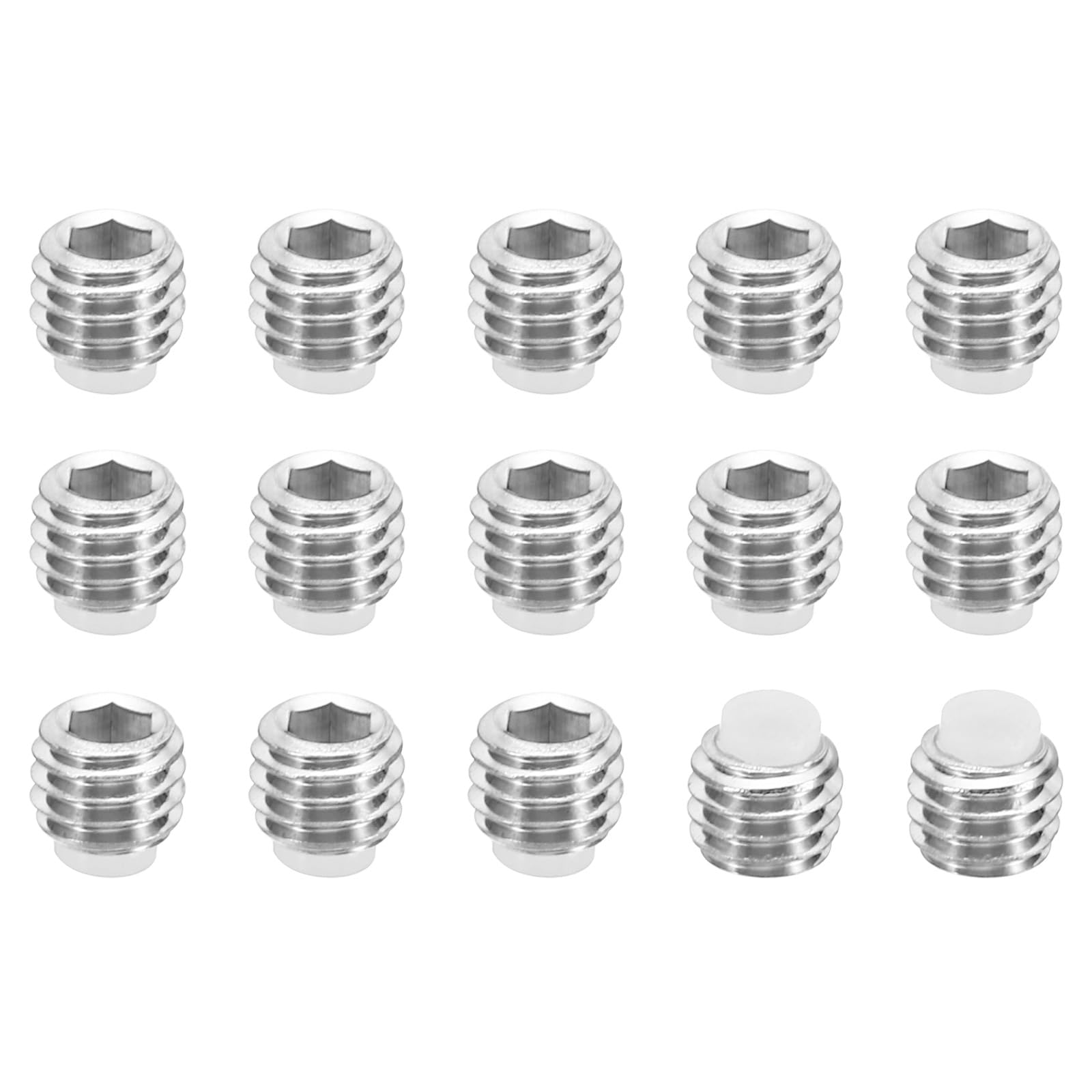 PATIKIL M5x4mm Nylon Tip Grub Screw, 15 Pack Metric Hex Socket Head Cup Point Anti Slip Set Screws Internal Hex Drive Hardware, 304 Stainless Steel