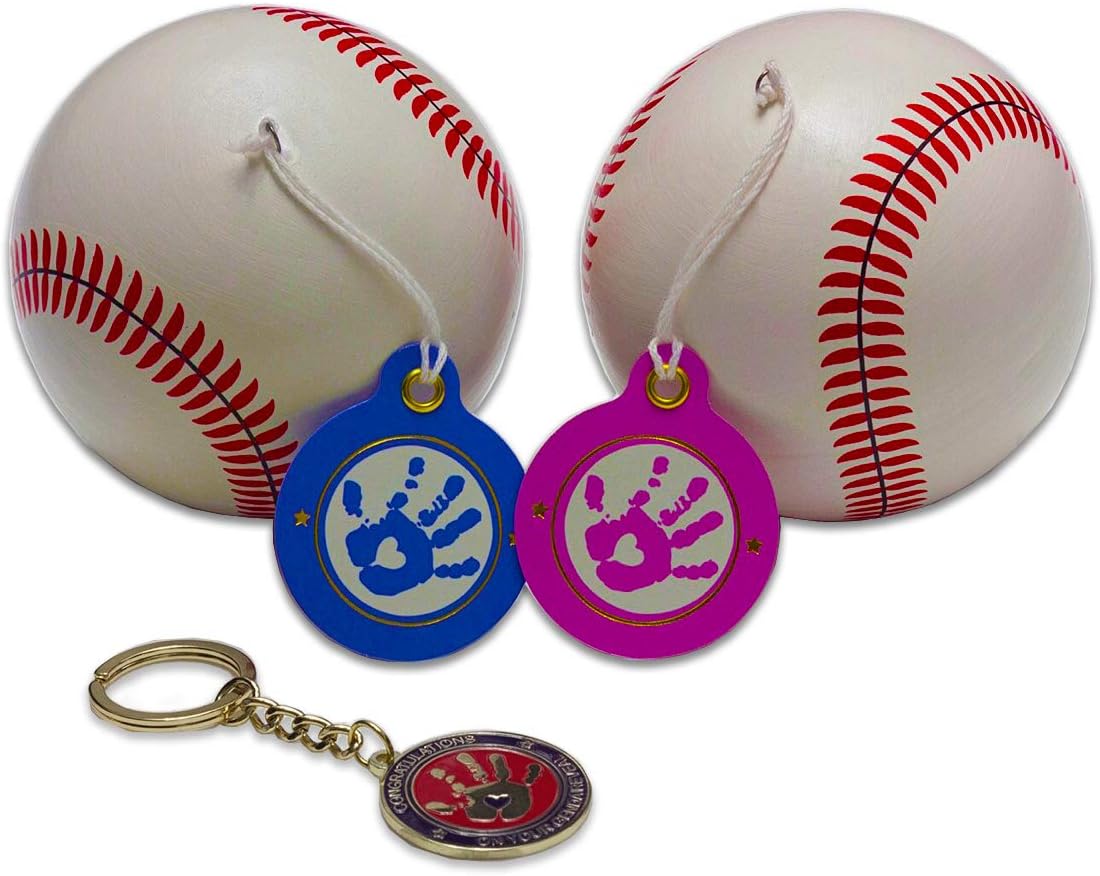 GendaGuru Premium Gender Reveal Baseball Set Bonus Keepsake | 2 x Exploding Baseballs with Extra Pink and Blue Powder | Baby Shower Gender Reveal Party Supplies | Team Boy Or Girl