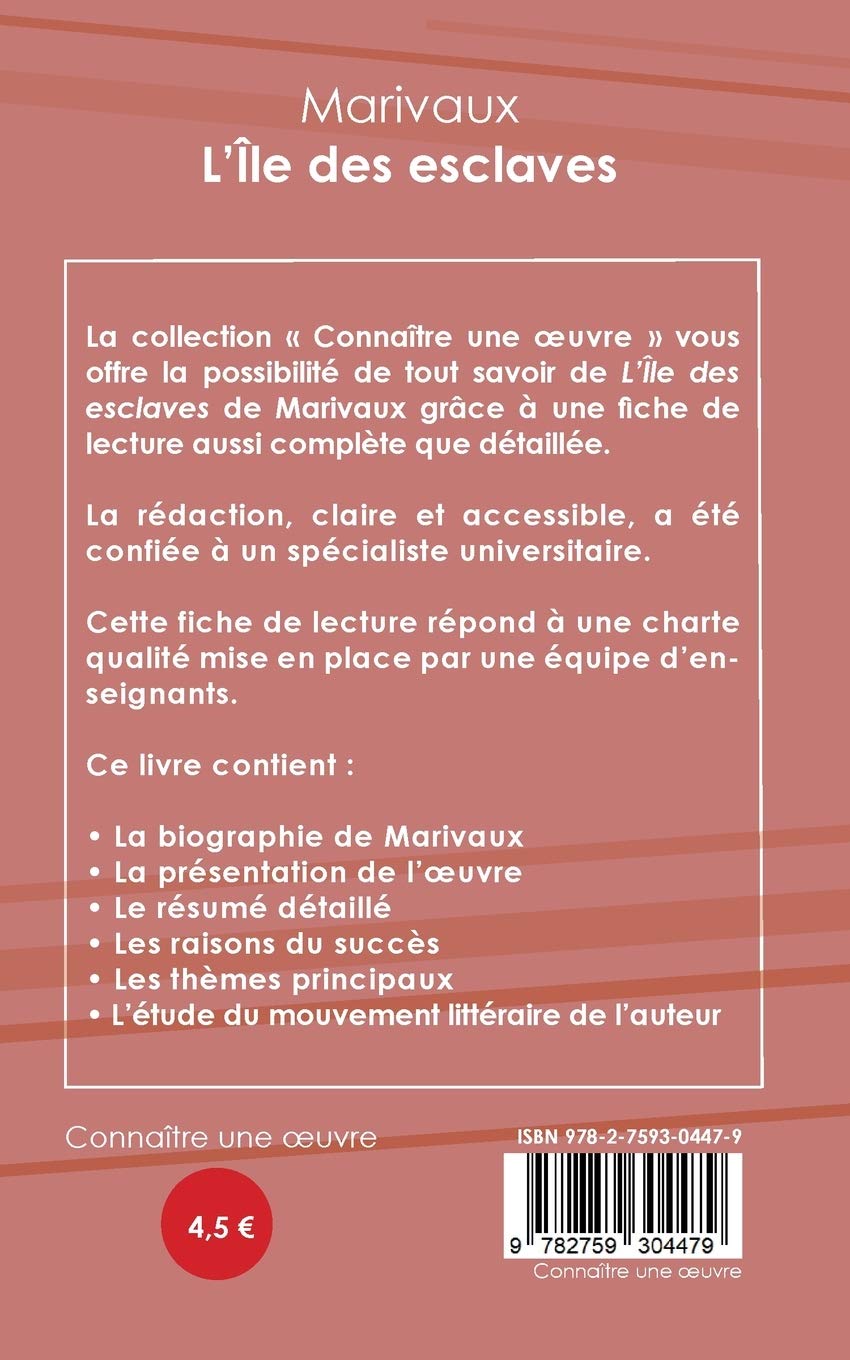 Amazon Fr Fiche De Lecture L Ile Des Esclaves De Marivaux Analyse Litteraire De Reference Et Resume Complet Marivaux Livres