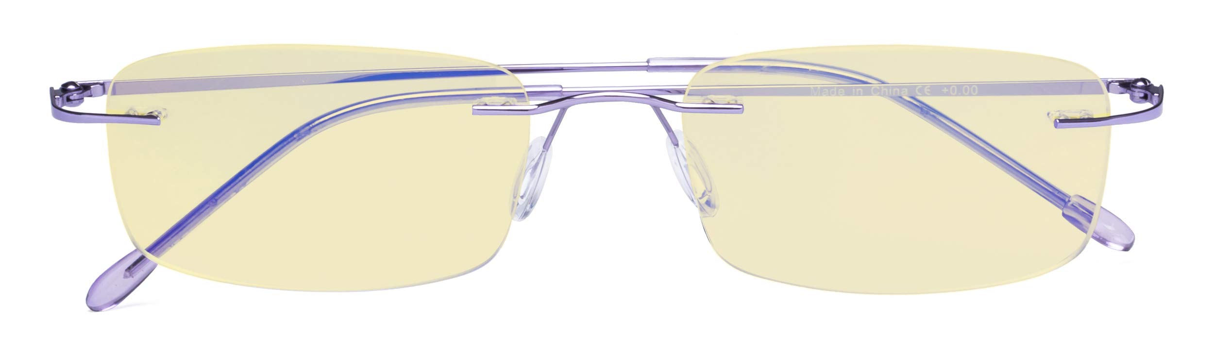 CessBlu Blue Light Blocking Glasses for Men Women Reading Computer Anti Glare UV Protection Eyeglasses Rimless Bendable (Purple)+1.75 — image 1