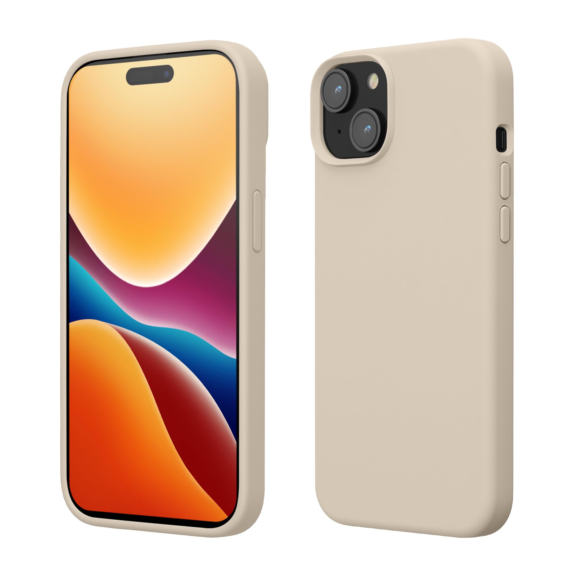 kwmobile Case for iPhone 15 Case - Soft TPU Silicone Cover - Cream