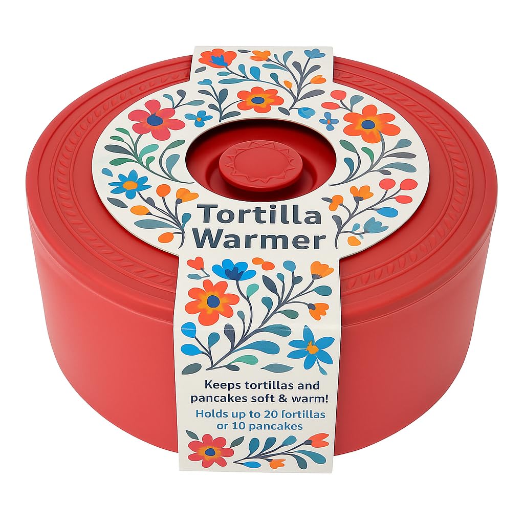 Photo 1 of Juniperos Large Tortilla Warmer (Fits 23 Tortillas) – 2× Bigger Microwave-Safe Holder – Keeps Tortillas & Pancakes Warm + Free Mexican Recipe Booklet