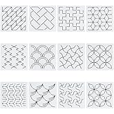 FREEBLOSS 12Pcs 5.5 * 5.5inch Plastic Sashiko Stencils, Drawing Line Template for Hand Quilting Sashiko Patterns Templates Em