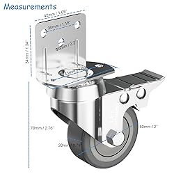 2" L-Shaped Caster Wheels Set of 4 Side Mount