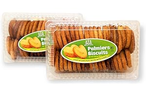 Belevini Palmiers Biscuits Light and Flaky Puff Pastry with Sugar 350g/12.34 Oz, Kosher, Tasty and Sweet Biscuit (Pack of 2)