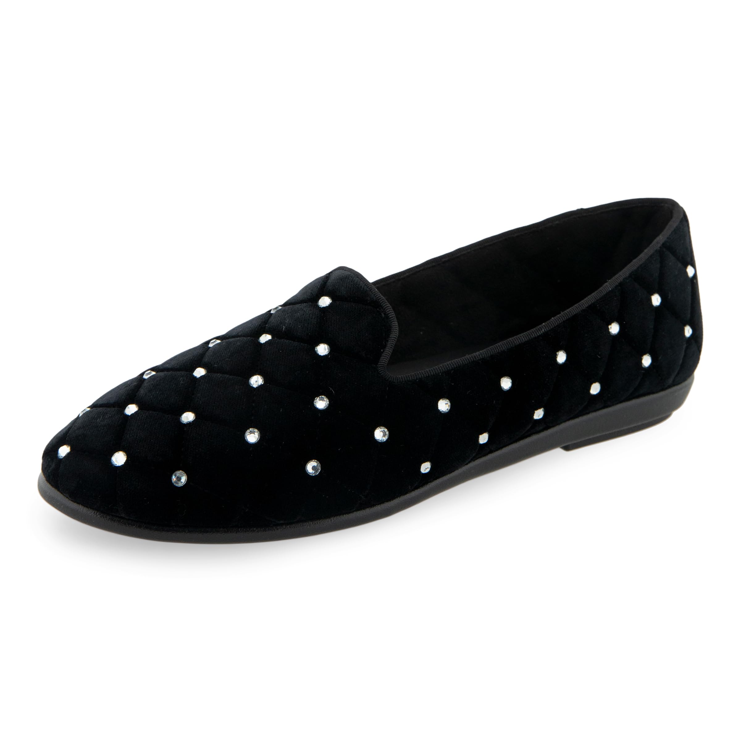 Aerosoles Women’s Betunia Loafer, Black Quilted Velvet, 10 Wide