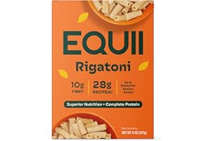 EQUII Protein Rigatoni - Vegan Rigatoni - Non-GMO - Low Carbs - 28g of Protein & 10g of Fiber per Serving - 9 Essential Amino Acids - Supports Muscle Recovery - Energy Booster (6 Pack)