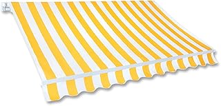 Jawoll Gelenkarm-Markise 3,0 x 2,5 m Gelb-Weiß (Profilfarbe: Weiß) Sonnenschutz Alu Markise Schattenspender Sonnensegel