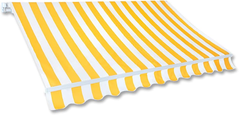 Jawoll Gelenkarm-Markise 3,0 x 2,5 m Gelb-Weiß (Profilfarbe: Weiß) Sonnenschutz Alu Markise Schattenspender Sonnensegel