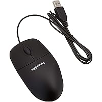 AmazonBasics 3-Button USB Wired Computer Mouse (Black), 1-Pack