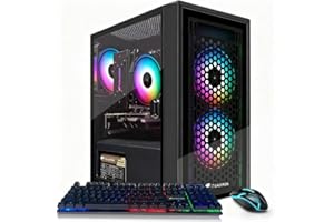 STGAubron Gaming PC Computer Desktop, Intel i7 Xeon E5, Radeon RX 550 4G, 16GB RAM, 512GB SSD, WiFi, BT 5.0, RGB Fan x3, Windows 11 Home, Gaming Computer Tower for Gamer,Streaming