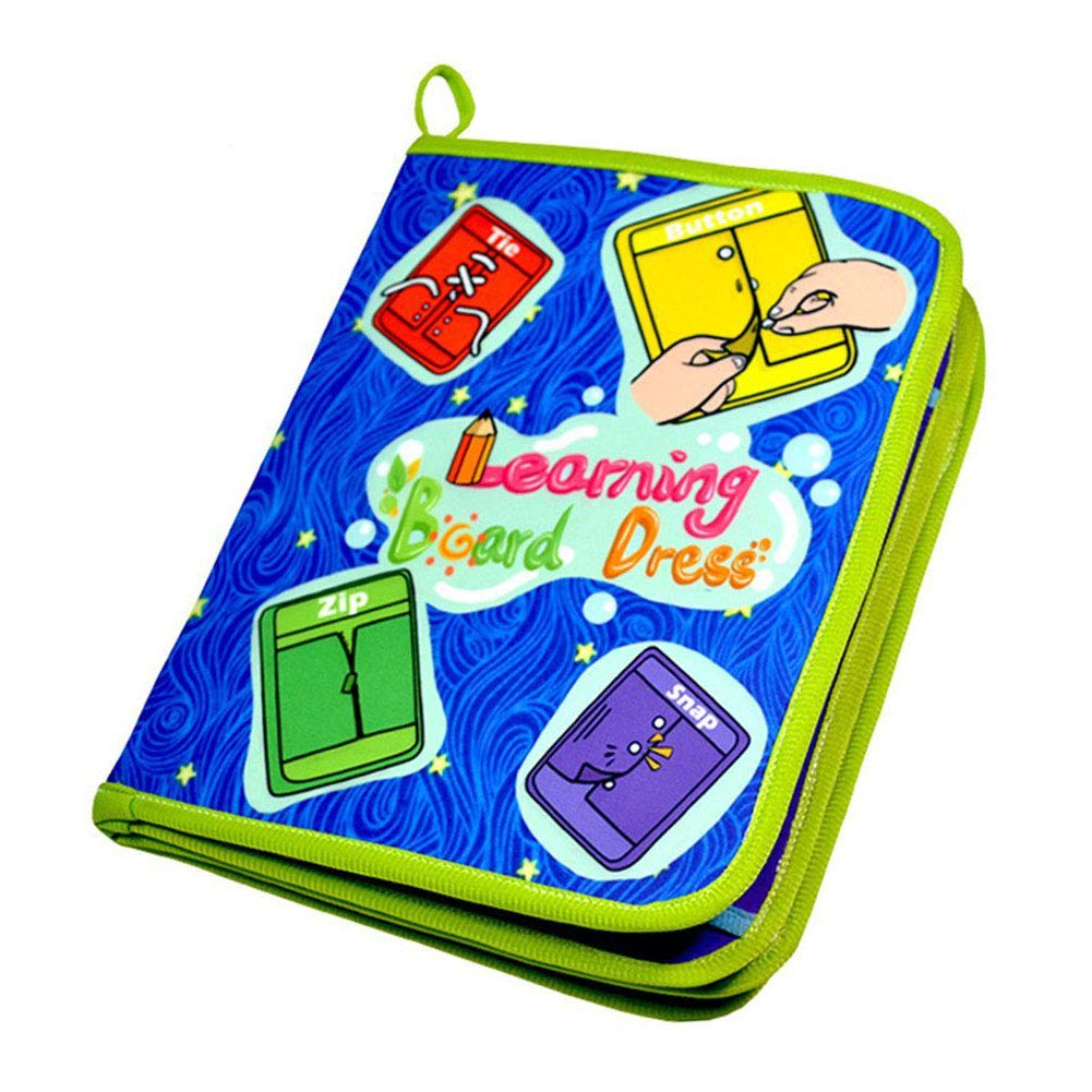 Aideal Kids Toddler Early Learning toys Basic Life Skills Learn To Dress Board Book - Zipper, Snap, Button, Buckle, Lace & Tie