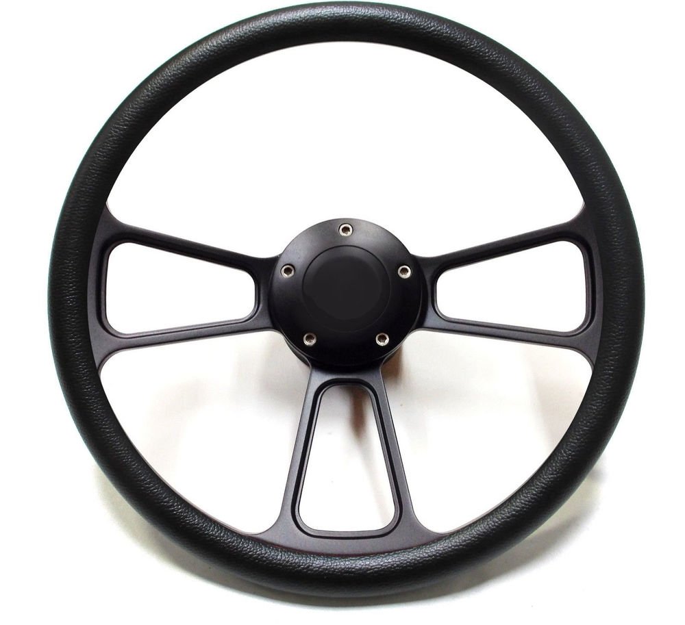 Muscle Car Steering Wheel + Adapter for GM, Ididit Column Black Billet