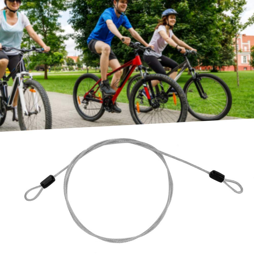 Sonew Double Looped Stainless Steel Security Lock Cable for Bicycle, Loop Cable Scooter Lock (Silver)
