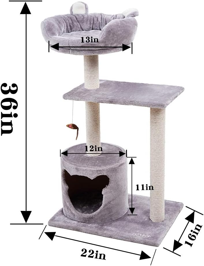 JOYELF Cat Activity Tree Condo, Kittens Tower with Scratching Posts, Cat Pet Play House with Soft Nest 36 Inch : Pet Supplies