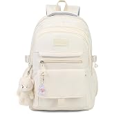 PRLINJSK Girls Backpack for College High Middle School, Cute Teen Bookbag | Aesthetic Backpacks for Student Women with Accessories