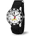 Disney Mickey Mouse Kids' Bezel Stainless Steel Time Teacher Analog Nylon Strap Watch