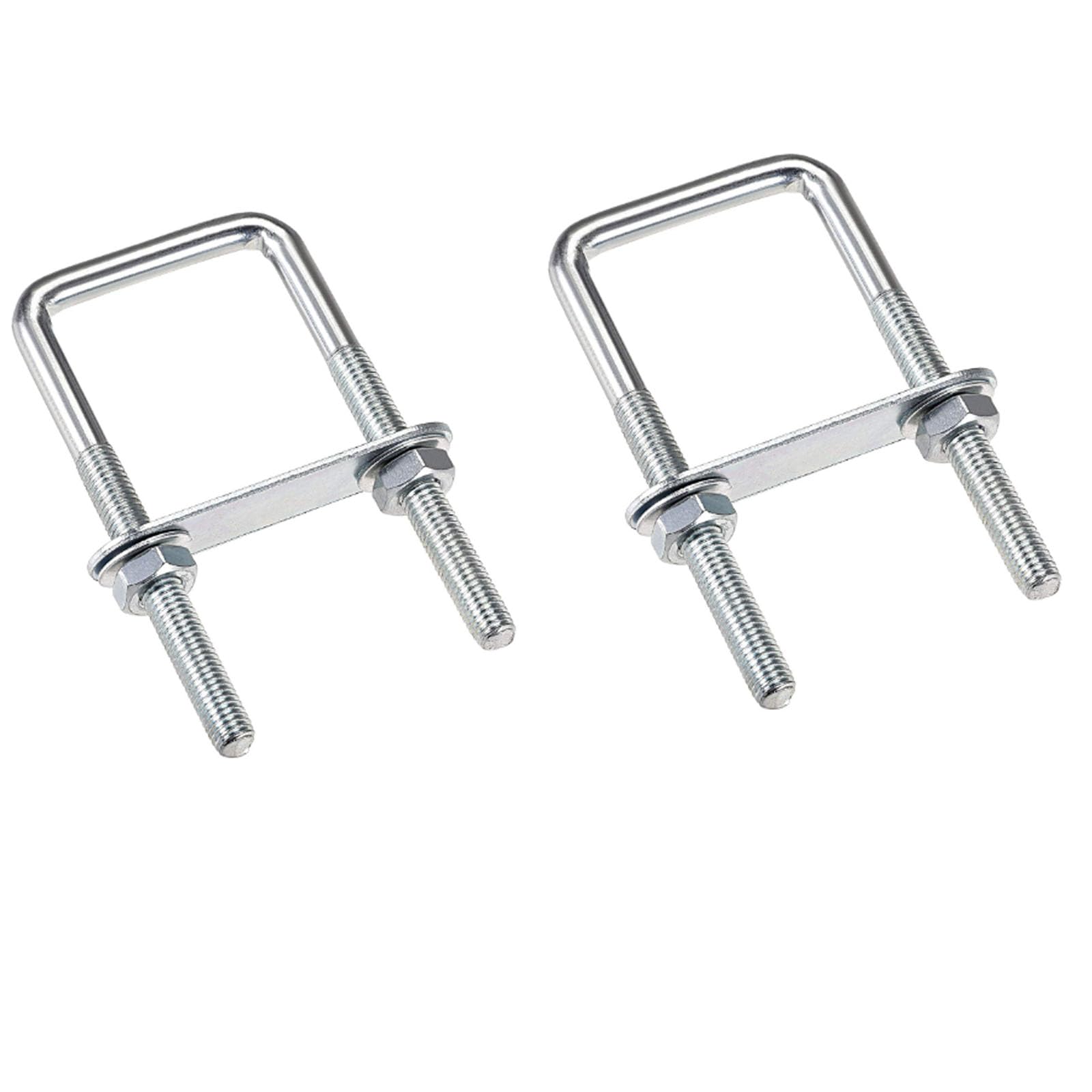 TA-VIGOR 2 sets M8 Square U-Bolts, 40mm Inner Width 100mm Length Steel U-Bolts with Nut, Plate, Washer for Attaching Piping Conduit Cable Tube Brackets Boat Trailer