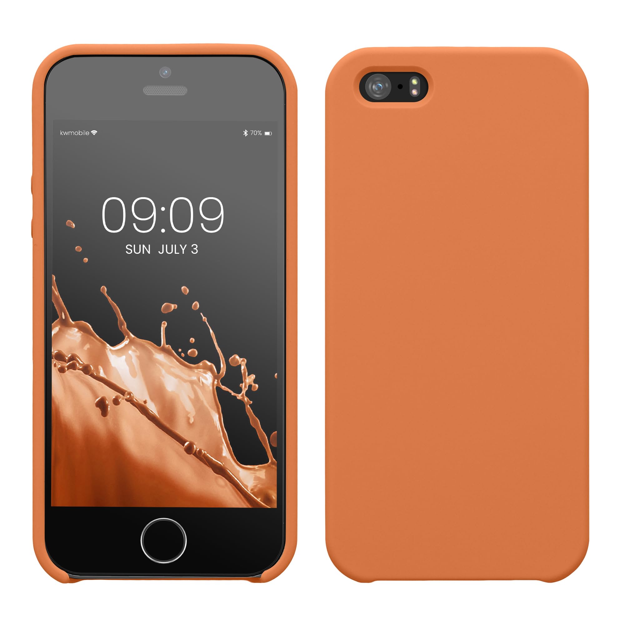 kwmobile Case for Apple iPhone SE (1.Gen 2016) / iPhone 5 / iPhone 5S Case - Soft Cover - Shockproof Silicone - Wireless Charging Warm Apricot — image 1