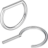 2PCS Titanium Steel D Shaped Nipple Rings 14G for Nipple Piercing Jewelry, Higned Segment Clicker Ring 12 mm Hoops Nipple Bars for Women Men